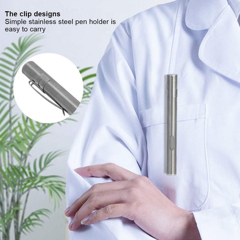 Fafeicy LED USB Penlight Mini Diagnostic Medical Pen Light, Stainless Steel Rechargeable Pen Light with Pocket Clip +