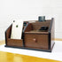 N Desk Organizer Wood with Small Drawer for Office and Home, Remote Control Holder, Pencil Holder