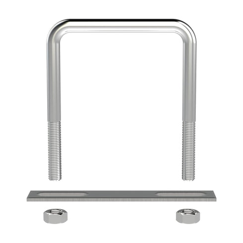 4 Sets 304 Stainless Steel Square U-Bolts, M10 with Nuts for Automobiles Trailer and Industrial Parts