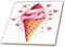 3dRose Cute Pink Ice Cream Cone Valentine Illustration 6 Inch Ceramic Tile