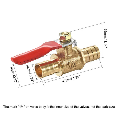 uxcell Ball Valve Shut-Off Valve, 10mm Hose Barb to Hose Barb, Brass Valve, Pack of 4