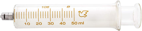 1 Pack Glass Syringes with Caps, 50cc/ml for Laboratory Use