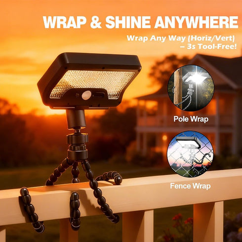 360 Solar Lights,Outdoor Solar Motion-Activated Light with Flexible Octopus Tripod Can be Wrapped Around Tree