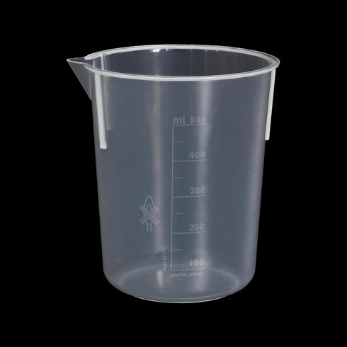 4pcs Stackable Plastic Beakers, 500ml Volume, PP Material with Molded Graduation