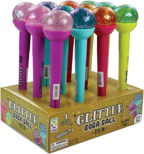 Raymond Geddes Glitter Boba Squishy Top Pen (Pack of 12)