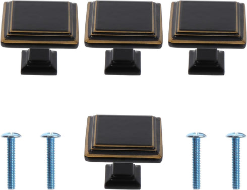 Cabilock 4pcs Zinc Alloy Solid Single Hole Furniture Cabinet Drawer Handles, Black