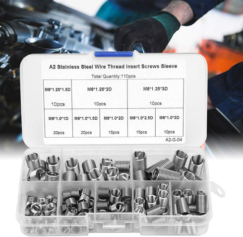 110pcs Coiled Wire Thread Insert Thread Screws, Stainless Steel Sleeve Set, Versatile Thread Repair Kit for Home Repair. by QANYEGN