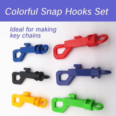 BRBASAP 10 Pack Plastic Snap Hook, 6.5mm Rotary Cord Clips with Split Keychains O-Ring for Outdoor Camping