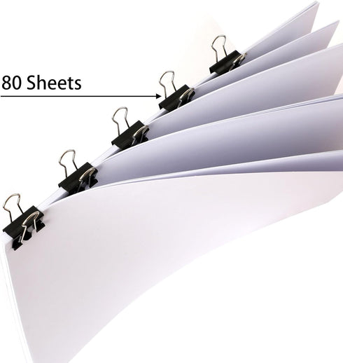 SANNIX 42 PCS Black Binder Clips, 1 inch 25mm Medium Size Paper Clamps