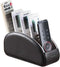 All-in-One Leather TV Remote Control Holder Black with 5 Compartments Nightstand Desktop
