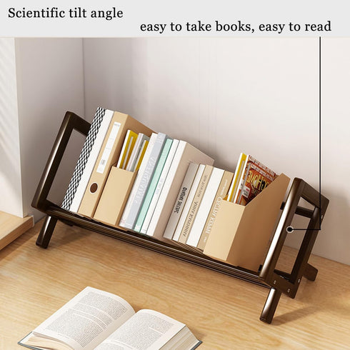 Fox Claw 16"-L) Wood Tilting Bookcase in Living Room/Home/Office, Desktop Book Shelf Organizer Bookshelves Storage Rack