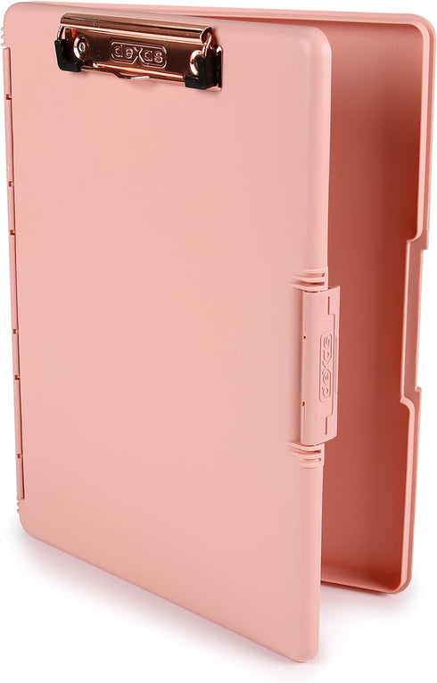 Dexas Slimcase 2 Storage Clipboard, Blush Pink with Rose Gold Clip, A4 Holder, Office Supplies, Stylish Functionality,