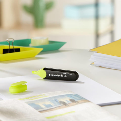Schneider Job Highlighter, Chisel Tip, Black Barrel, Yellow Ink, Box of 10 (1505)