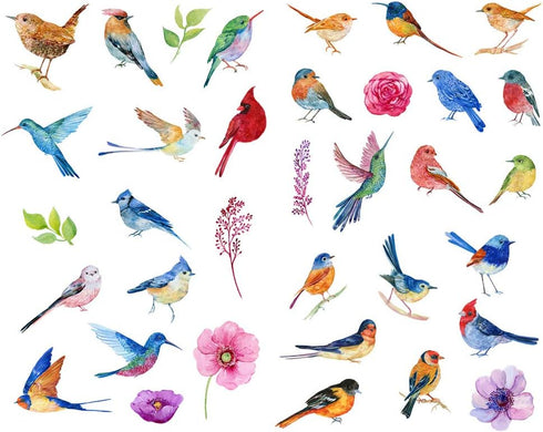 Seasonstorm Watercolor Birds Sparrow Precut Stickers - Cute Aesthetic Diary Travel Paper for Scrapbooking Stationery