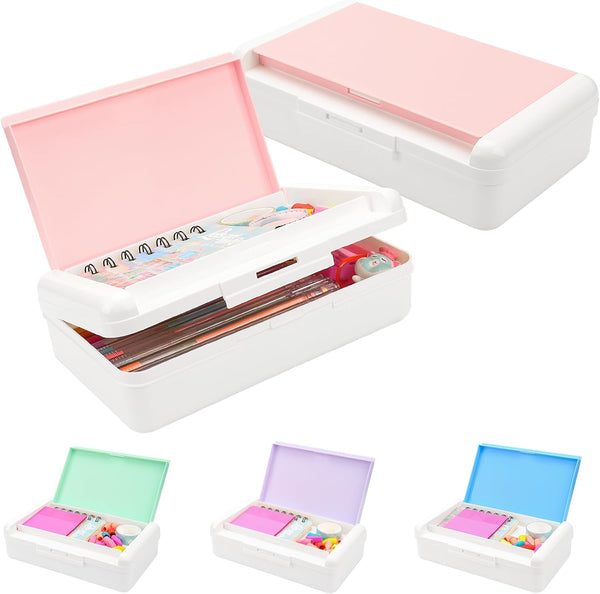 SFLHHDM Pencil Box for Office Supplies Storage Organizer, Double Layer Large Capacity