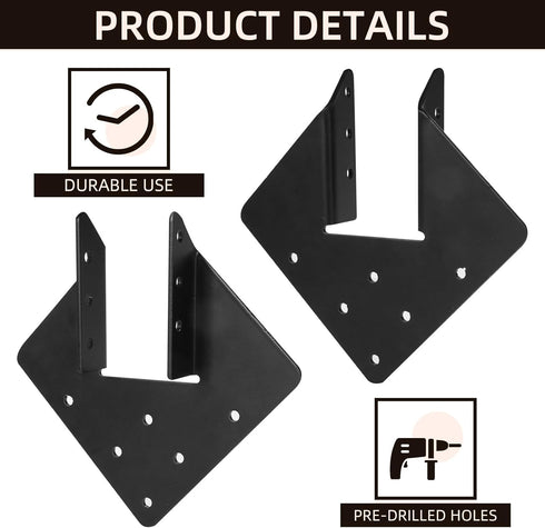 16 Pcs Hurricane Tie, 12-Gauge Heavy Duty Joist Hangers for Roofing Trusses, Black with Screws