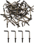 1 Inch 1 Shape Screw Hooks, Vintage Bronze L Shape Hook and 7 Shape Right Angle Medal Hooks (40 Pack)