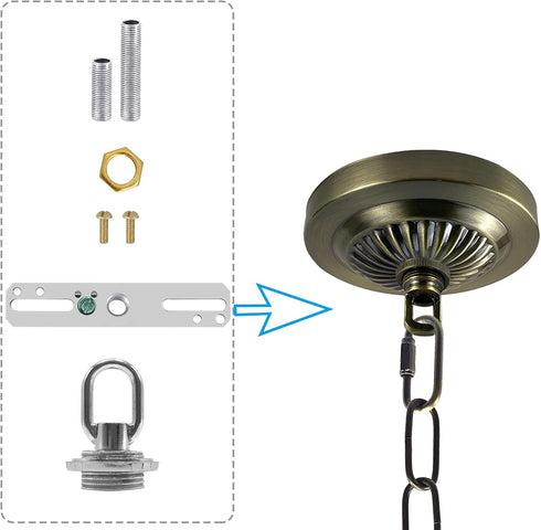 ECUDIS 1/4 Set Pack 2) Light Fixture Cross Bar Kit, IP Center Lamp Screw Collar Canopy Hardware (Nickel