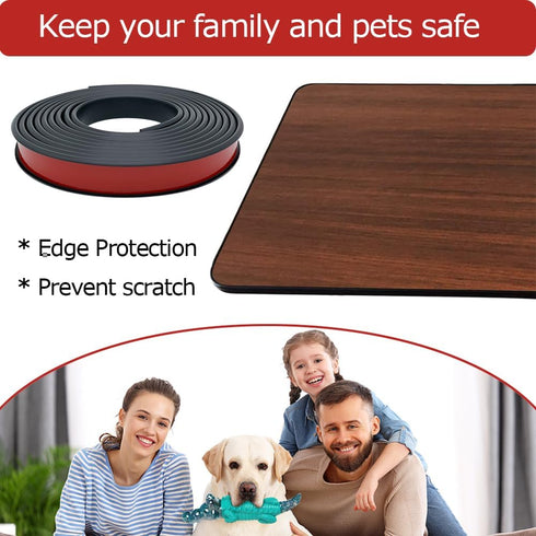 U Shape Plywood Edge Banding, Self-Adhesive Edge Trim for 3/4 inch Edge, Black, 20Ft, Desk Edge Protector