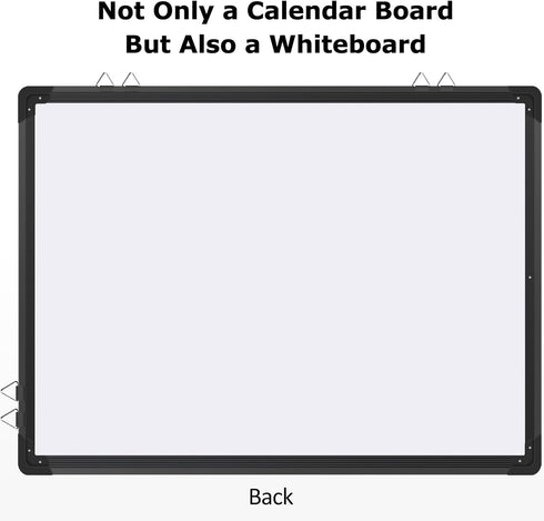 EAONE Monthly Calendar Whiteboard and Cork Board Combo, 24" X 18", Double-Sided Magnetic Dry Erase Calendar, Black