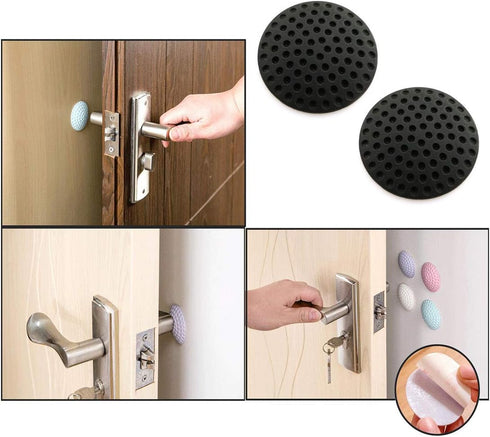 HJ Garden 6PCS Black Wall Protectors, Rubber Self Adhesive Doorknob Bumpers for Home Office Doorstop