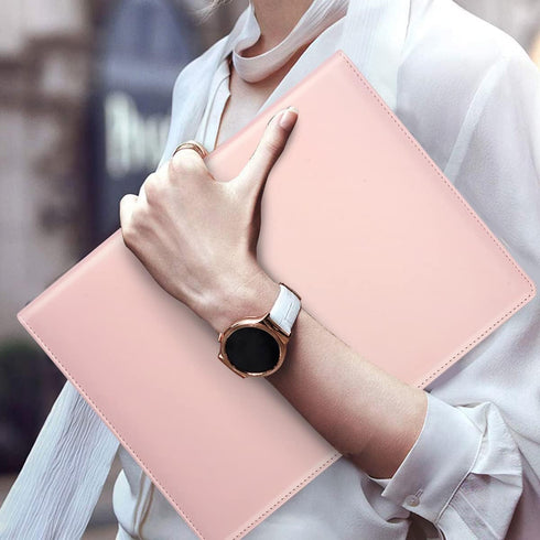 WAVEYU Portfolio Case, Business Portfolio Folder, Cute Padfolio Cover with Document Sleeve, Pink