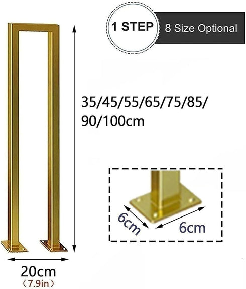 PAUANI 40-100cm 40 M/U-Shaped Iron Stair Handrail Railing - Gold Retro Non-Slip Hand Rails, Outdoor Garden Loft