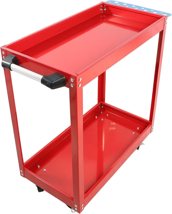 Majnesvon 2 Tier Metal Utility Cart on Wheels, 450 LBS Rolling Tool Carts