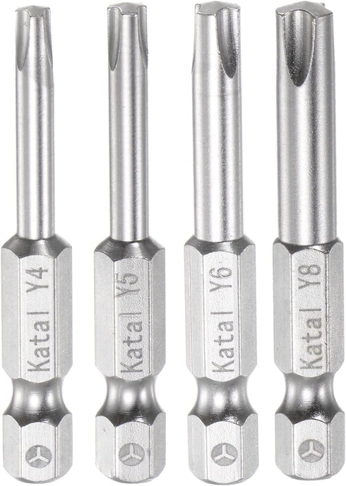 Y4-Y8 Tri-point Screwdriver Bit Set, 1/4" Hex Shank, 2" Length Magnetic Y Type Power Tool