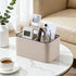 Caddy Organizer with Handle, PU Leather Remote Control Holder Desk Caddy, Portable Makeup Remote Organizer for Table