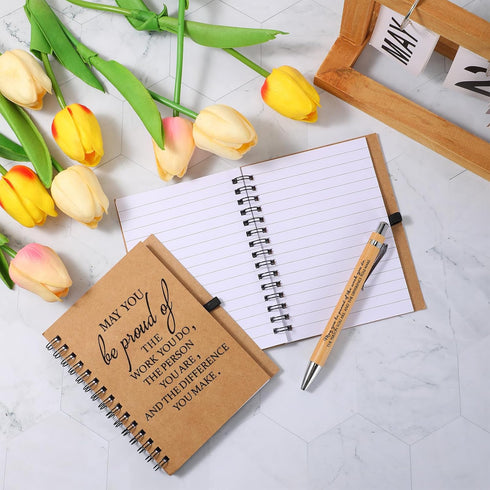 Honoson 30 Sets Employee Appreciation Gifts - Notebook with Ballpoint Pen, Mini Spiral Inspiration Notebook for Coworker