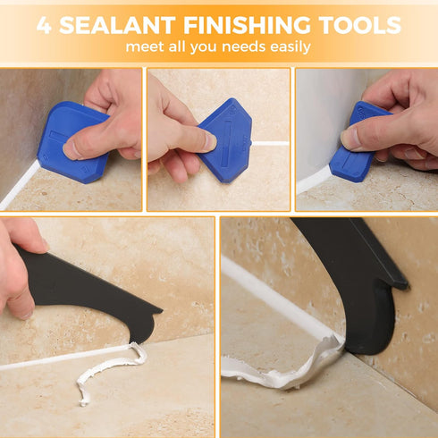 Saker 3 in 1 Silicone Caulking Tools, Sealant Finishing Tool, Grout Remover, Caulk Scraper for Bathroom, Kitchen, Floor