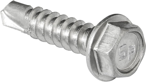 #8 x 3/4" Zinc Plated Steel Hex Washer Head Self-Drilling Tek Screw, Box of 100 for Sheet Metal