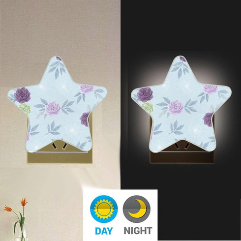 Burbuja 0.2W Flowers LED Night Light Plug into Wall Star-Shaped Nightlight Dusk to Dawn Auto Sensor for Bedroom