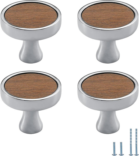 10 pcs Bright Chrome Walnut Round Drawer knob Zinc Alloy Base pulls