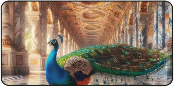 GENERIC Peacock Strolling Across a Marble Path of Changing Colors Desk Mat -
