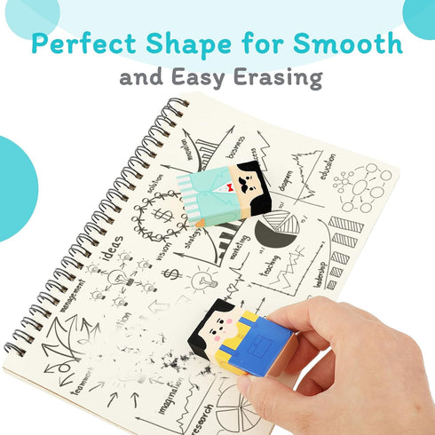 Mabor 8Pcs Cute Salaryman Erasers, Bald Uncle Desk Novelty Erasers for Kids and Office Supplies