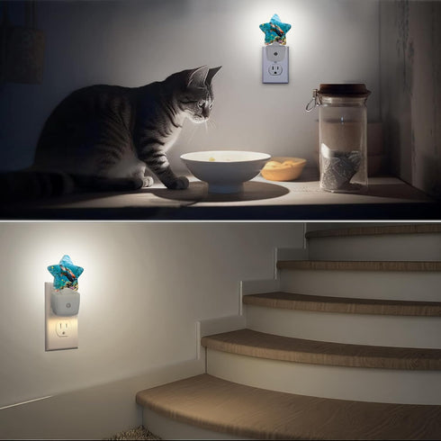 Losthll Sea Turtle Corals Night Light Plug-in Dusk to Dawn Smart Sensor White Led Nightlight for Bedroom Bathroom