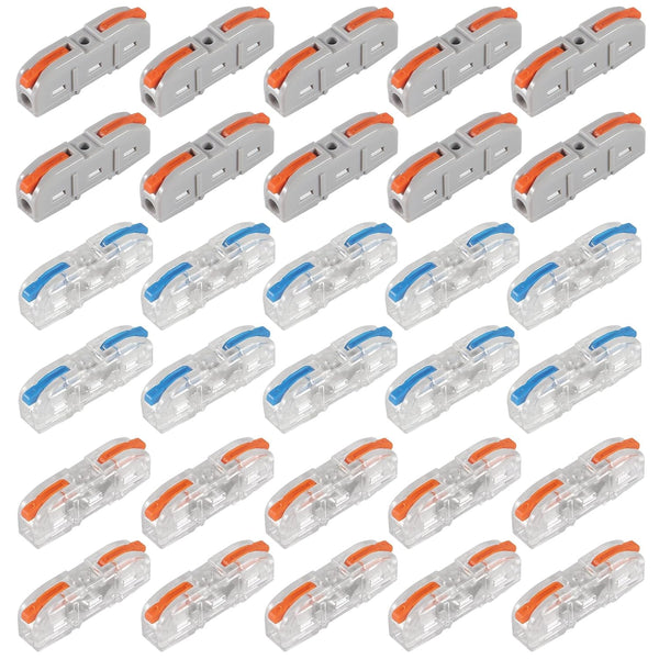 AITRIP 30pcs 1 Conductor Compact Wire Connectors, DIY Inline Electrical Connectors, Quick Connect Wire Terminals