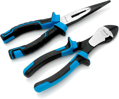 2 Set, 8" 7" Set Pieces Plier Including Needle Nose Pliers and Diagonal Cutting Pliers, Premium High Carbon Steel