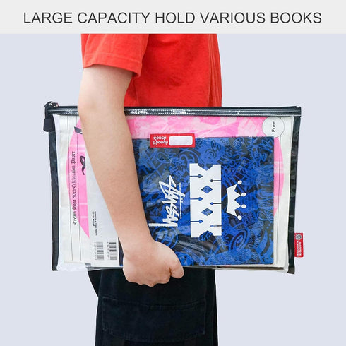 Rough Enough Clear Plastic File Folder Document Holder Bag, Zipper Pouches for Organizing A4 Paper, Office Supplies
