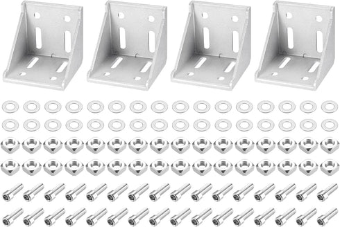 uxcell 4Set Inside Corner Bracket Gusset Kits - 78x78x79mm 8080 Angle Connector for 6060 Series Aluminum Profile