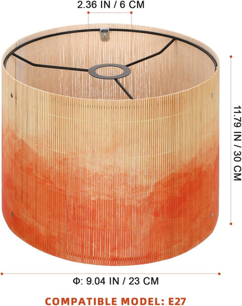 Bulb European Watercolor Lampshade Gradient Bamboo Lamp Shades Clip On Light Cover, for Chandelier Indoor Lampshade