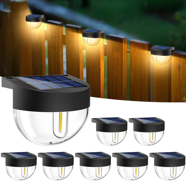 btfarm 8 Pack Solar Deck Lights Outdoor Waterproof, Retro LED Patio Lights