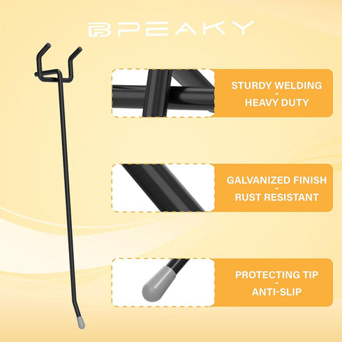Black Pegboard Hooks 6 Inch, 50PC, Peg Board Hooks for Hanging Tools, Fit 1/8" or 1/4" Pegboard