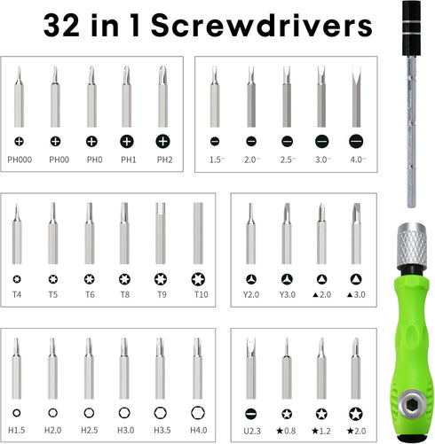 32 in 1 Small Magnetic Screwdriver Set for DJI Mini 4 Pro/Mini 3 Pro Mavic 3/Air 3 Avata Drone Tiny Screwdriver Kit for Eyeglass Watch Phone Laptop Computers Toys and Other Electronics Devices by Craznick