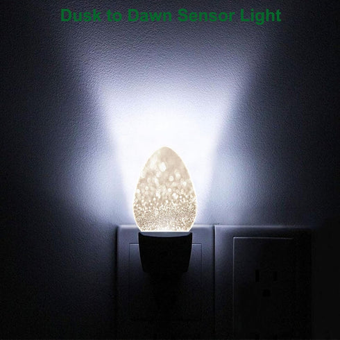 Uanvaha 0.5W Boho Gold Egg Night Light, Printed Bokeh Sparkle Design Plug into Wall with Dusk to Dawn Sensor, Soft Warm