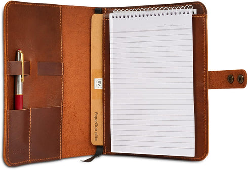 Rustic Leather Journal Cover for Spiral Steno Books - 6" x 9" Handmade Refillable Notebook Cover