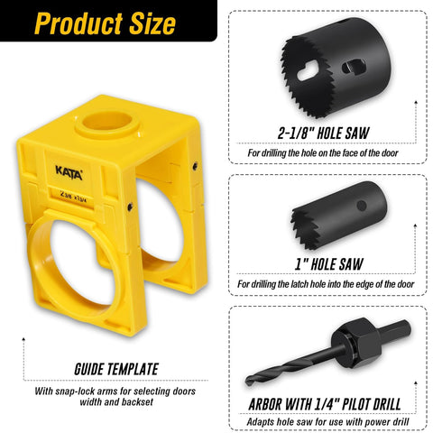 KATA 1-3/8" - 1-3/4" Door Lock Installation Kit with Large Chip-Clearance Slots for Deadbolts and Locksets