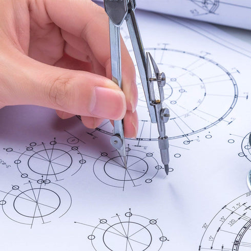 EBOOT Student Geometry Math Set, Drawing Compass and 6 Inch Clear Swing Arm Protractors, Classic Argent Protractor